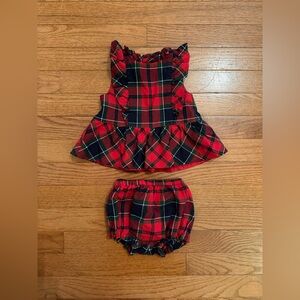 Janie and Jack Holiday Tartan Plaid Ruffle Infant Matching Set